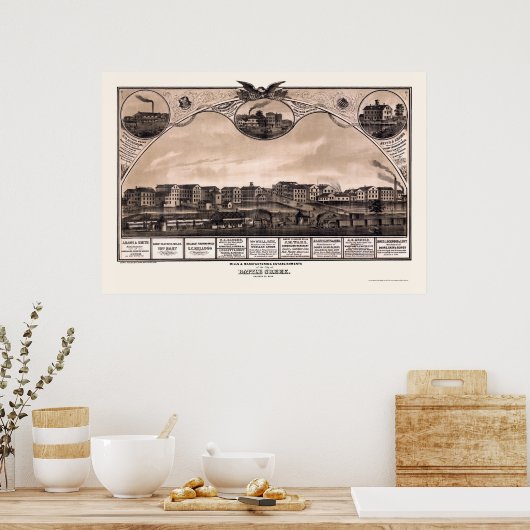 Battle Creek, MI Panoramic Map - 1869 Poster (Keuken)