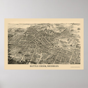Battle Creek, MI Panoramic Map - 1880 Poster