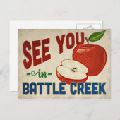 Battle Creek Michigan Apple - Vintage Travel Briefkaart (Voorkant / Achterkant)