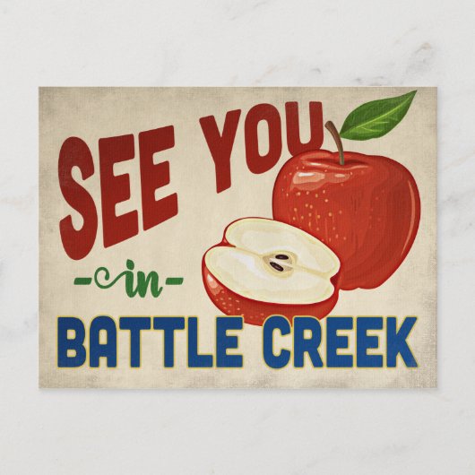Battle Creek Michigan Apple - Vintage Travel Briefkaart (Voorkant)