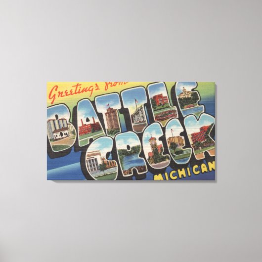 Battle Creek, Michigan - Large Letter Scenes Canvas Afdruk (Voorkant)