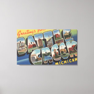 Battle Creek, Michigan - Large Letter Scenes Canvas Afdruk