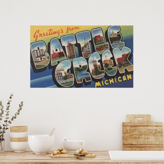 Battle Creek, Michigan - Large Letter Scenes Poster (Keuken)