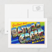 Battle Creek Michigan MI Briefkaart met grote lett (Voorkant / Achterkant)