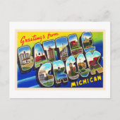 Battle Creek Michigan MI Briefkaart met grote lett (Voorkant)