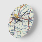 Battle Creek Vintage Map Ronde Klok (Hoek)