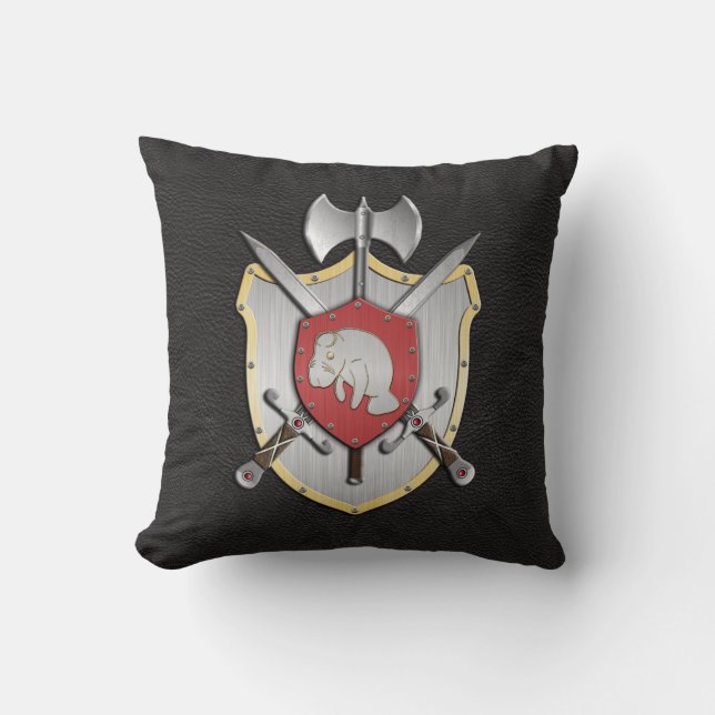 Battle Crest Manatee Black Kussen (Voorkant)