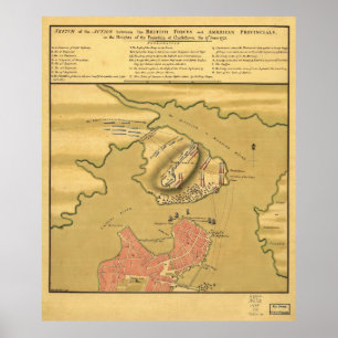 Battle of Bunker Hill Map 1775 Poster