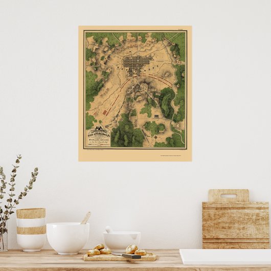 Battle of Gettysburg, PA Panoramic Map - 1863 Poster (Keuken)