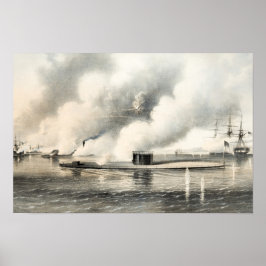 Battle of Hampton Roads - Monitor and Merrimack - Poster