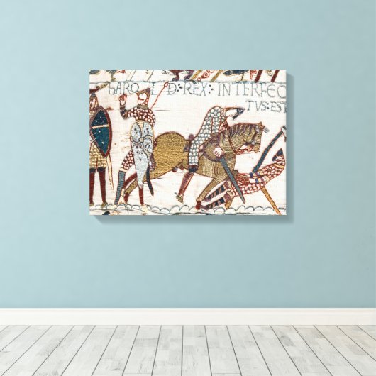Battle of Hastings- Bayeux Tapestry King Harold Canvas Afdruk (Insitu (Houten vloer))