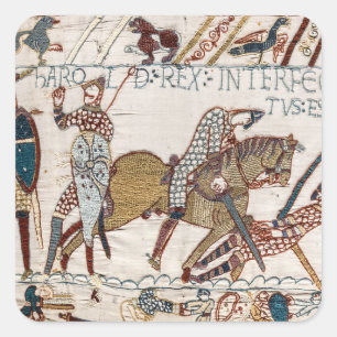 Battle of Hastings- Bayeux Tapestry King Harold Vierkante Sticker
