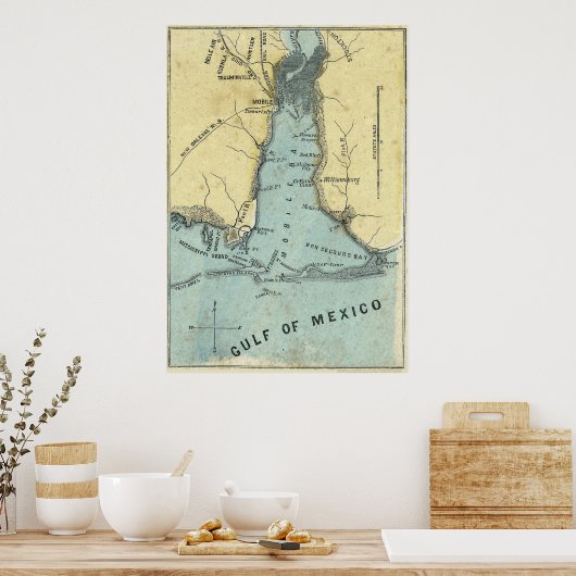 Battle of Mobile Bay Map Poster (Keuken)