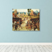 Battle of Poitiers, van Froissart's Chronicle Canvas Afdruk (Insitu (Houten vloer))