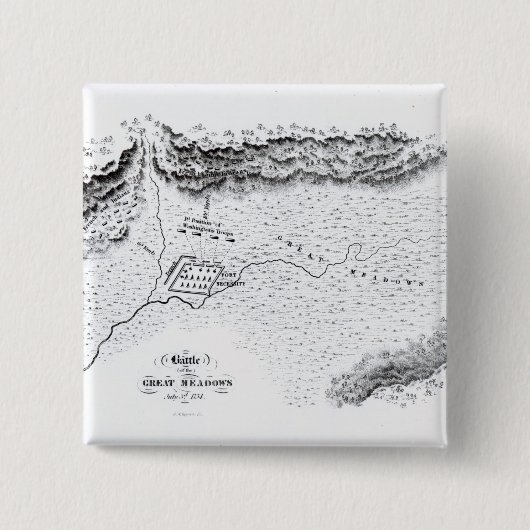 Battle of the Great Meadows, 3 juli 1754 Vierkante Button 5,1 Cm (Voorkant)