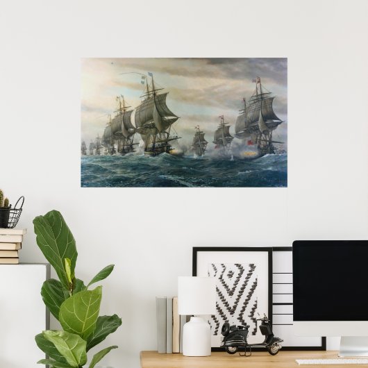 Battle of Virginia Capes Canvas Poster (Thuiskantoor)