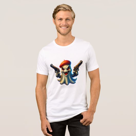 Battle-Ready Ghost T-shirt - Grappige Gewapende Ca (Voorkant volledig)