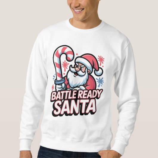 Battle Ready Santa — Candy Cane Sword Christmas Trui (Voorkant)