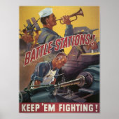 Battle Stations ~ Hou 'Em Fighting' Poster (Voorkant)