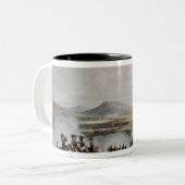 Battle Talavera, gegraveerd door Thomas Sutherland Tweekleurige Koffiemok (Voorkant links)