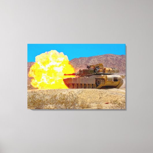 BATTLE TANK - M1 Abramen 24x36 Canvas Afdruk (Voorkant)