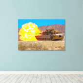 BATTLE TANK - M1 Abramen 24x36 Canvas Afdruk (Insitu (Houten vloer))