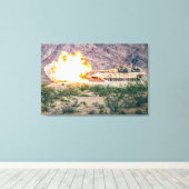 BATTLE TANK - M1 Abramen 24x36 Canvas Afdruk (Insitu (Houten vloer))