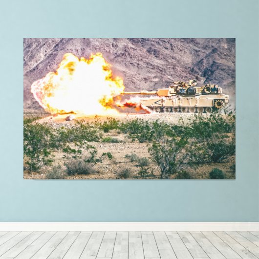 BATTLE TANK - M1 Abramen 40x60 Canvas Afdruk (Insitu (Houten vloer))