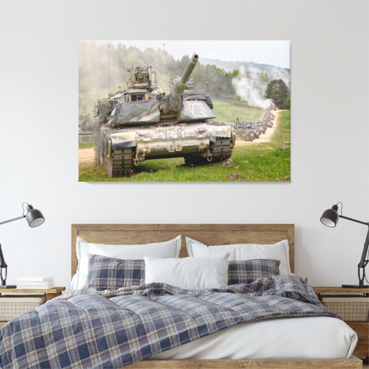 BATTLE TANK - M1 Abrams 32x48 Canvas Afdruk (Insitu (Slaapkamer))