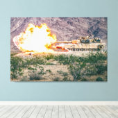 BATTLE TANK - M1 Abrams 32x48 Canvas Afdruk (Insitu (Houten vloer))