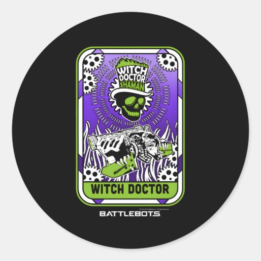 Battlebots Halloween Witch Doctor Sha Tarot Kaart Ronde Sticker (Voorkant)