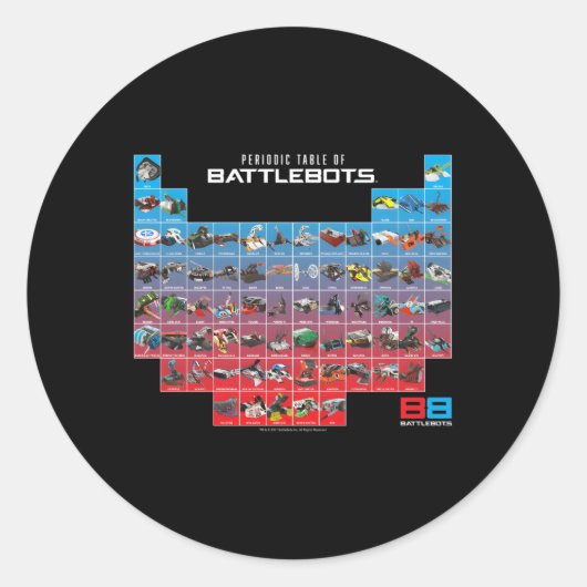 Battlebots Periodiek systeem van Battlebots Ronde Sticker (Voorkant)