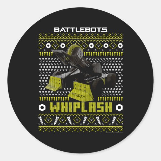 Battlebots Robot Whiplash Lelijk Ronde Sticker (Voorkant)