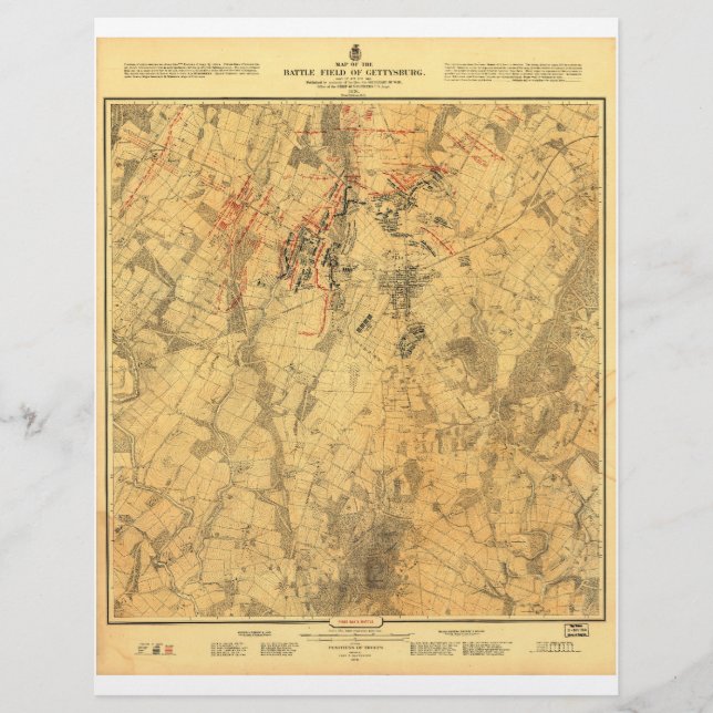 Battlefield of Gettysburg Map door John Bachelder (Voorkant)