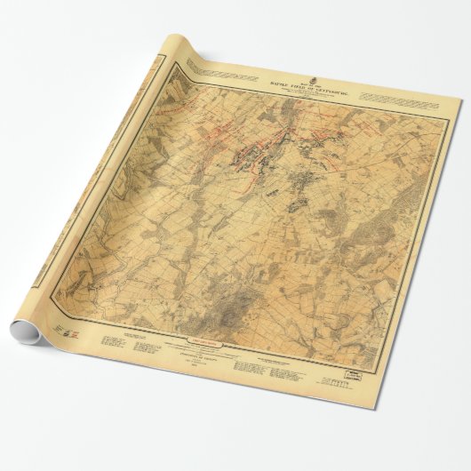 Battlefield of Gettysburg Map door John Bachelder Cadeaupapier (Uitgerold)