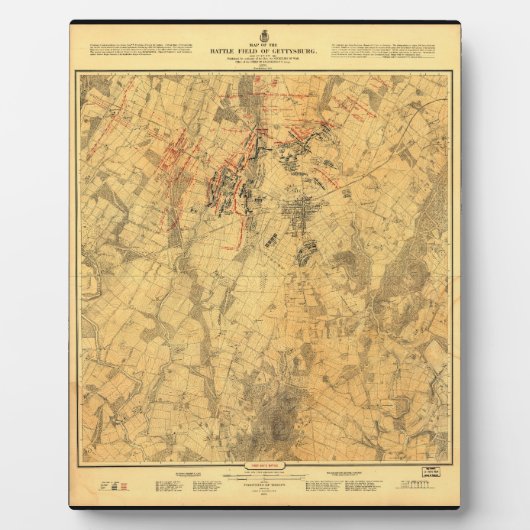 Battlefield of Gettysburg Map door John Bachelder Fotoplaat (Voorkant)