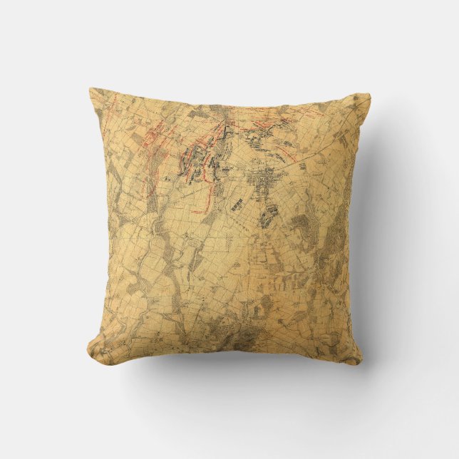 Battlefield of Gettysburg Map door John Bachelder Kussen (Voorkant)