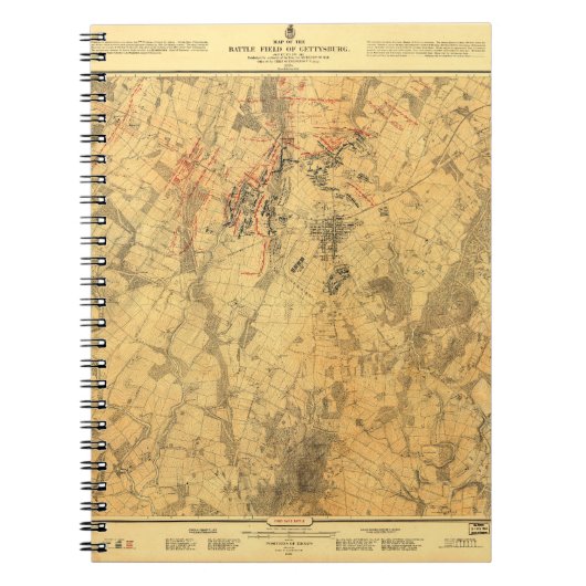 Battlefield of Gettysburg Map door John Bachelder Notitieboek (Voorkant)
