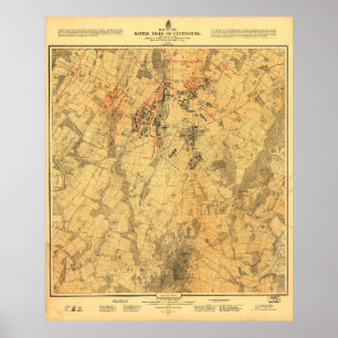 Battlefield of Gettysburg Map door John Bachelder Poster