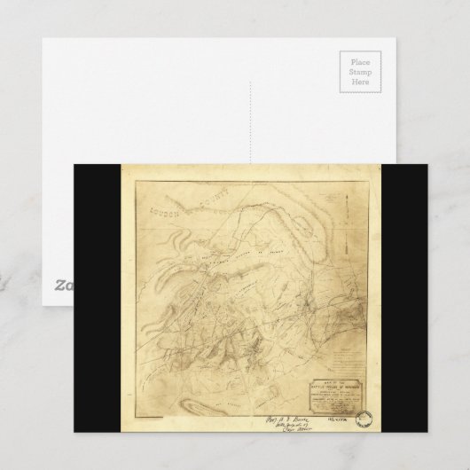 Battlefields of Manassas Map 21 juli 1861 Briefkaart (Voorkant / Achterkant)