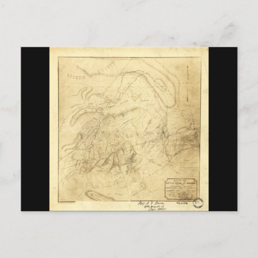 Battlefields of Manassas Map 21 juli 1861 Briefkaart (Voorkant)