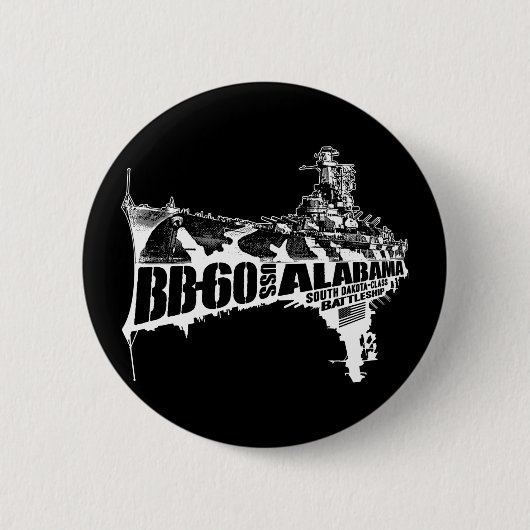 Battleship Alabama Ronde Button 5,7 Cm (Voorkant)