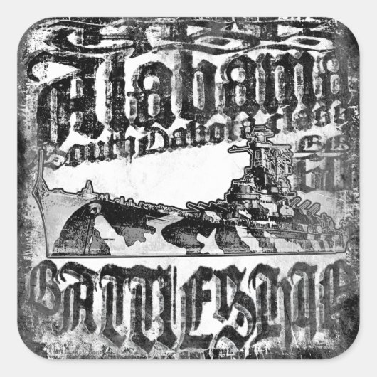 Battleship Alabama Square Stickers Sticker (Voorkant)