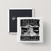 Battleship Bismarck Vierkante Button 5,1 Cm (Voorkant /achterkant)