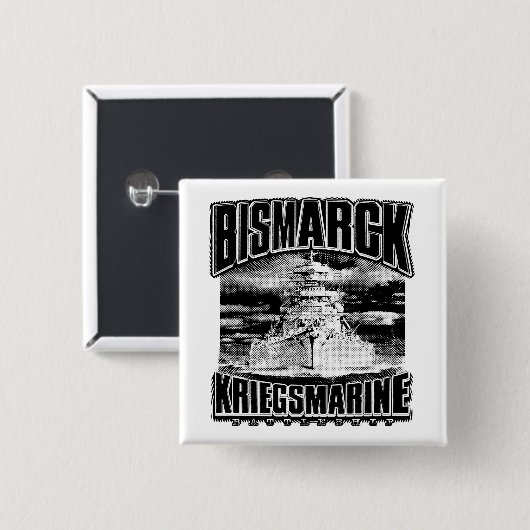 Battleship Bismarck Vierkante Button 5,1 Cm (Voorkant /achterkant)
