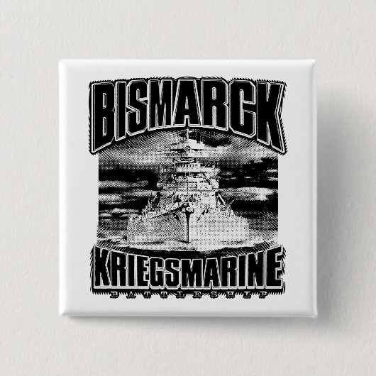 Battleship Bismarck Vierkante Button 5,1 Cm (Voorkant)