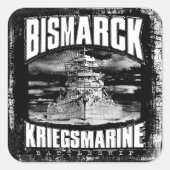 Battleship Bismarck Vierkante Sticker (Voorkant)
