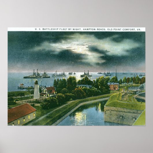 Battleship Fleet, Hampton Roads, VA  Poster (Voorkant)