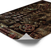 Battleship interior, steampunk style, retro futuri poster (Hoek)