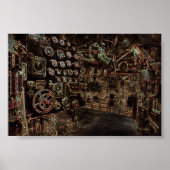 Battleship interior, steampunk style, retro futuri poster (Voorkant)